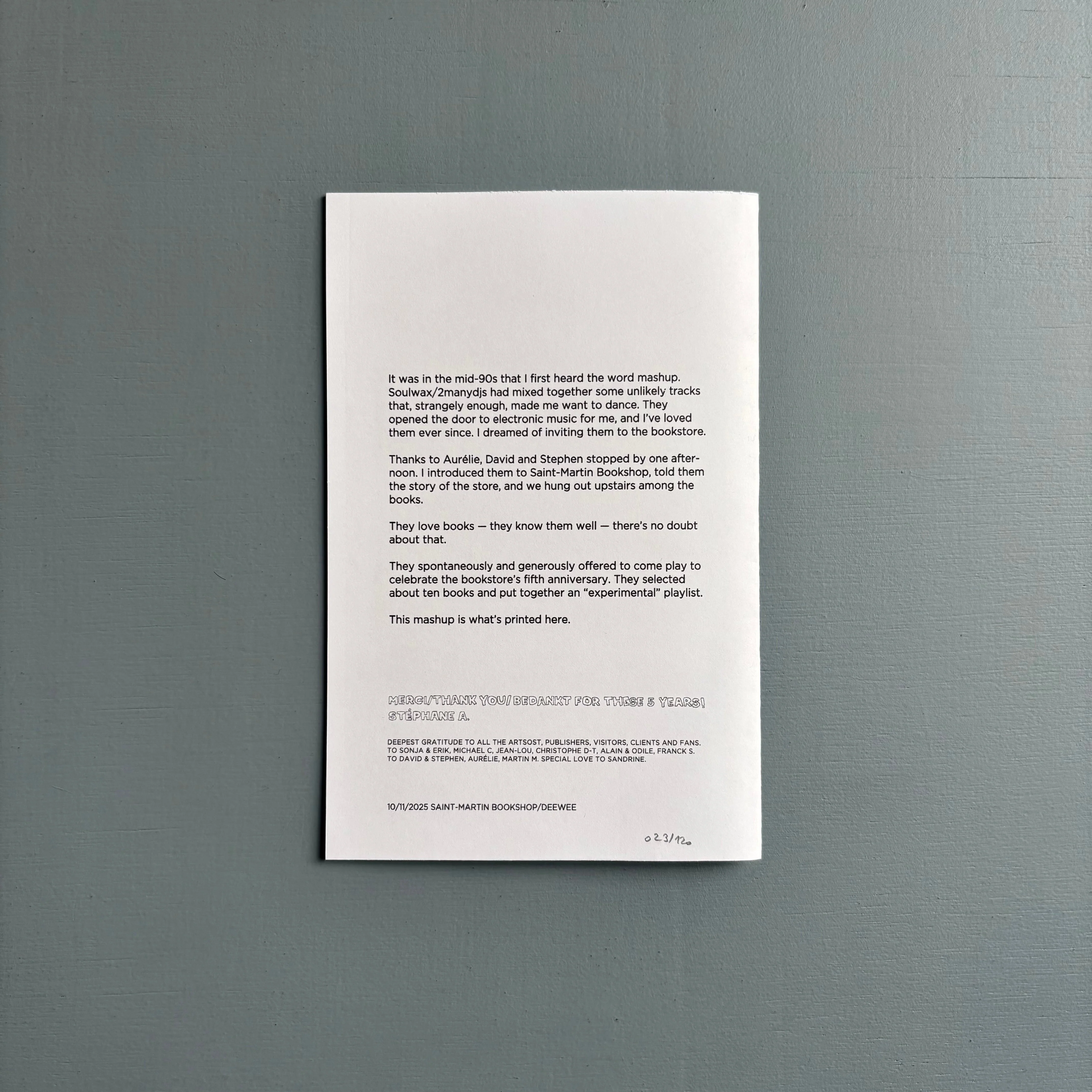 5 Years, 2manydjs play music not to dance to - Saint-Martin Bookshop/Deewee 2025 - Image 14