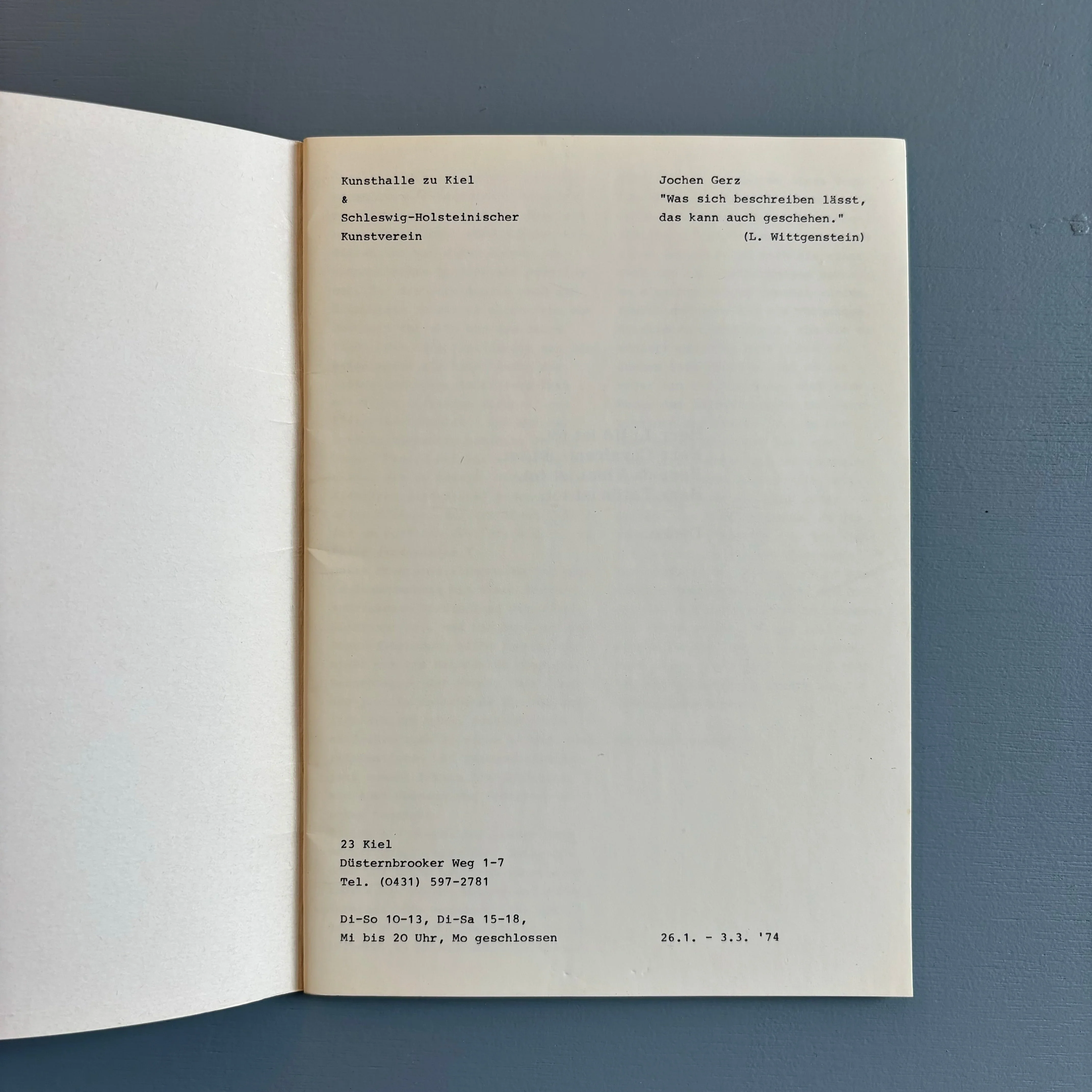 Jochen Gerz - Was Sich Beschreiben lasst das Kann auch Geschehen - Kunsthalle zu Keil 1974 - Image 2