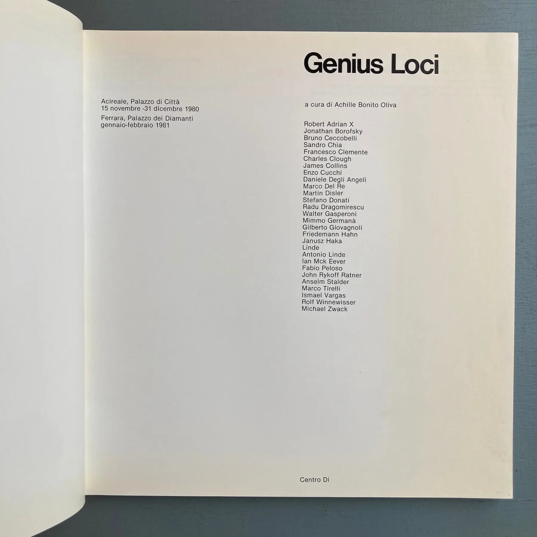 Achille Bonito Oliva - Genius Loci - Centro Di 1980 - Image 2