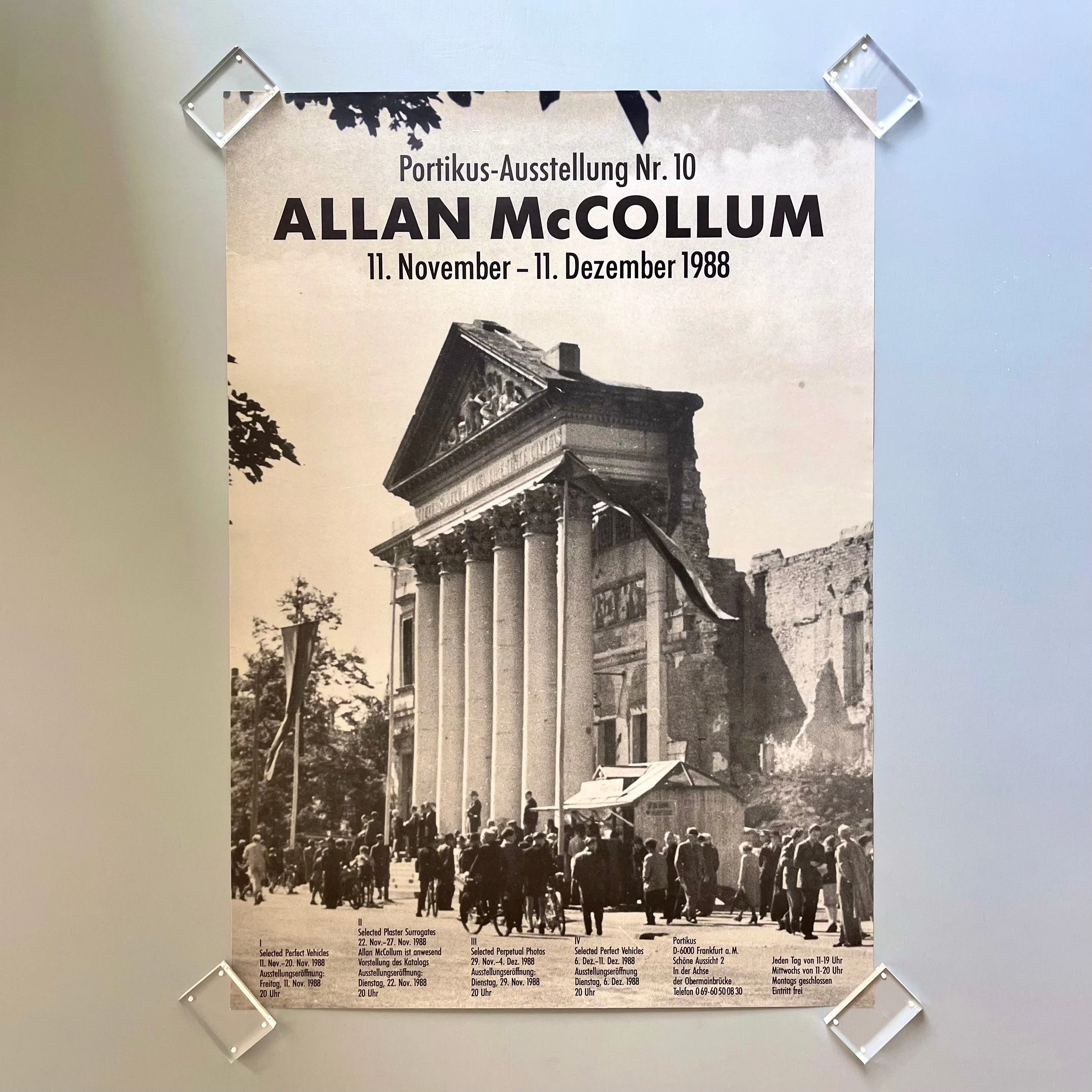 Allan McCollum - Surrogate, Perpetual Photos, Perfect Vehicles - Poster Exhibition Nr 10 Portikus 1988