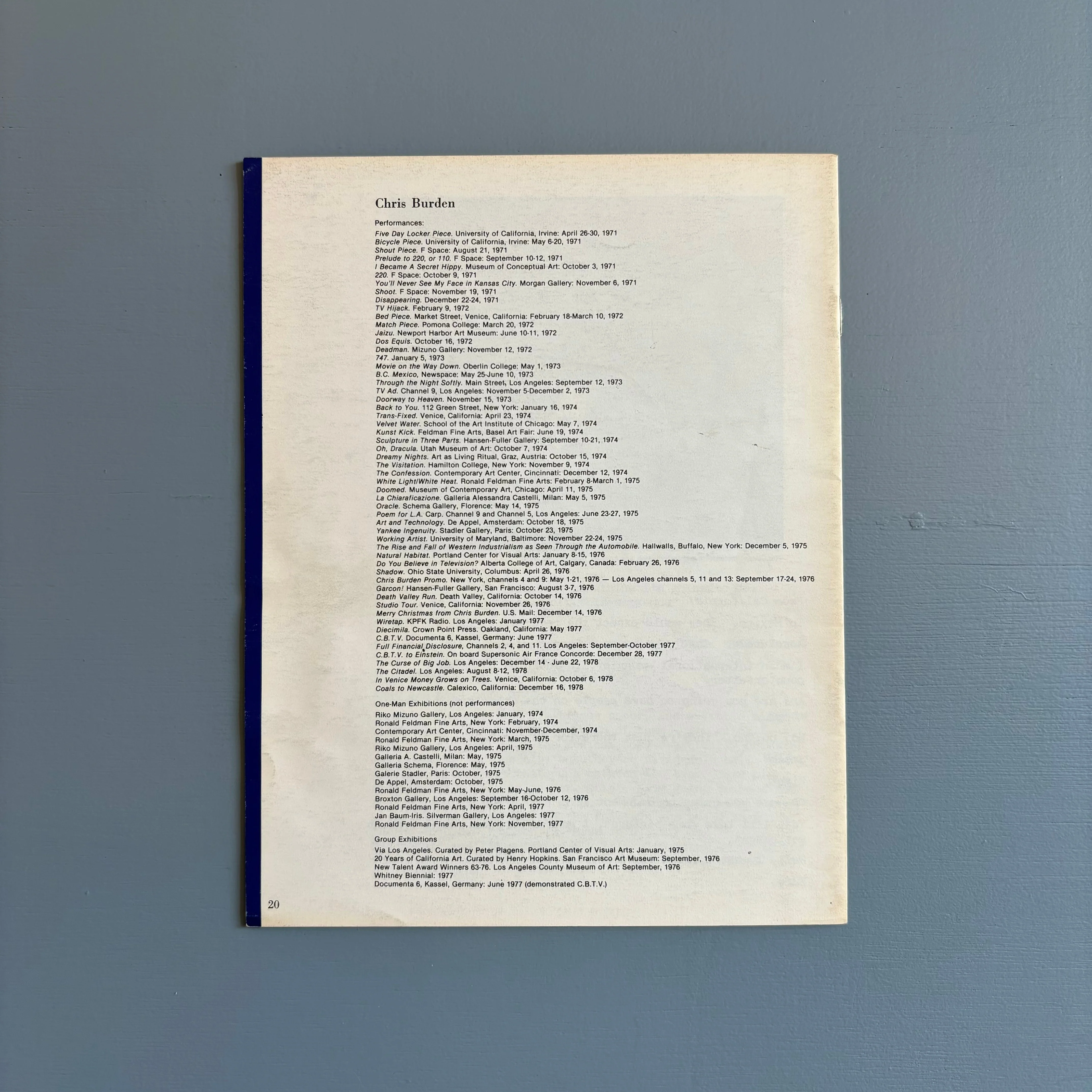 Chris Burden - View Vol. I No. 8 January 1978 - Image 6