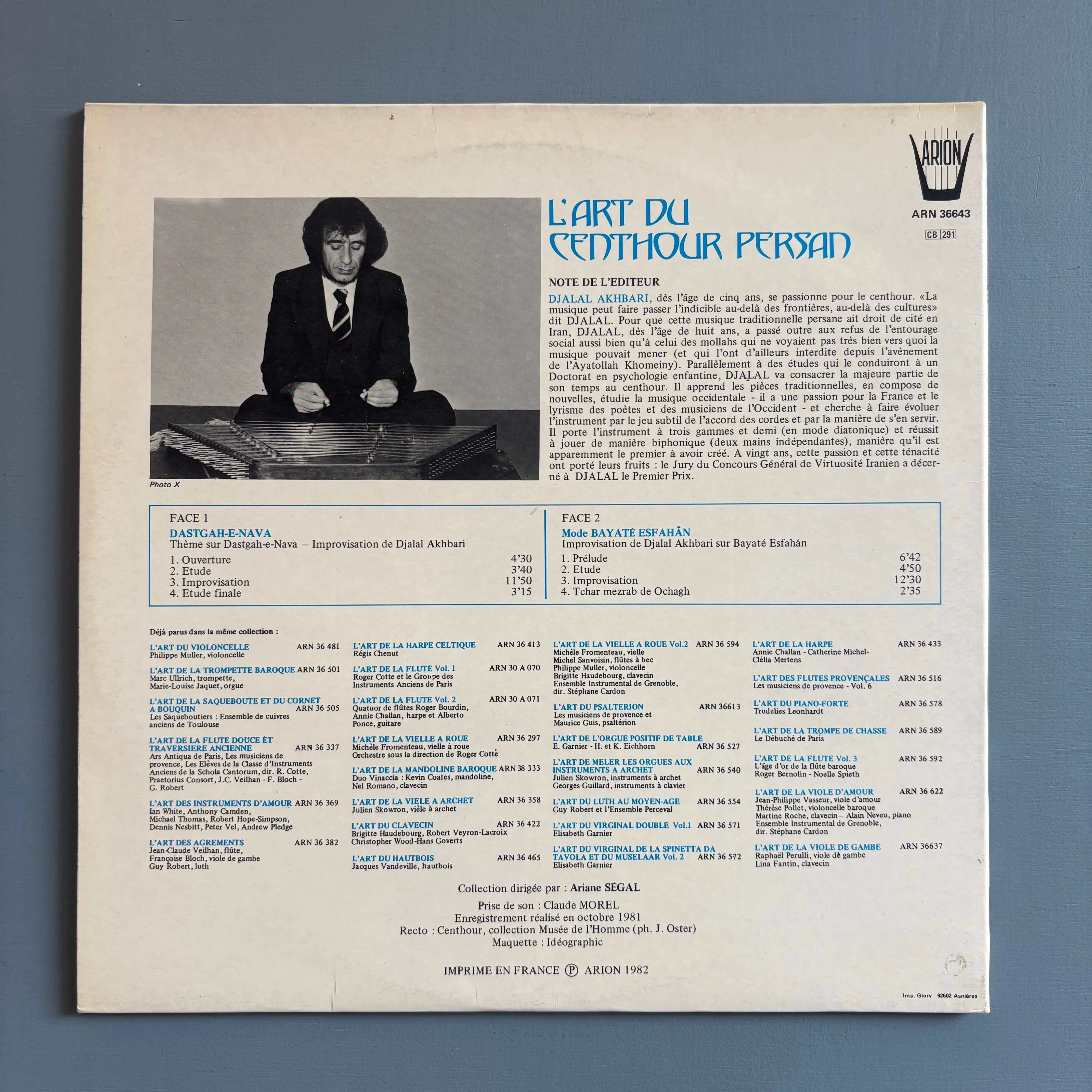 Djalal Akhbari - L'art du centhour Persan - Arion FR 1982 - Image 2