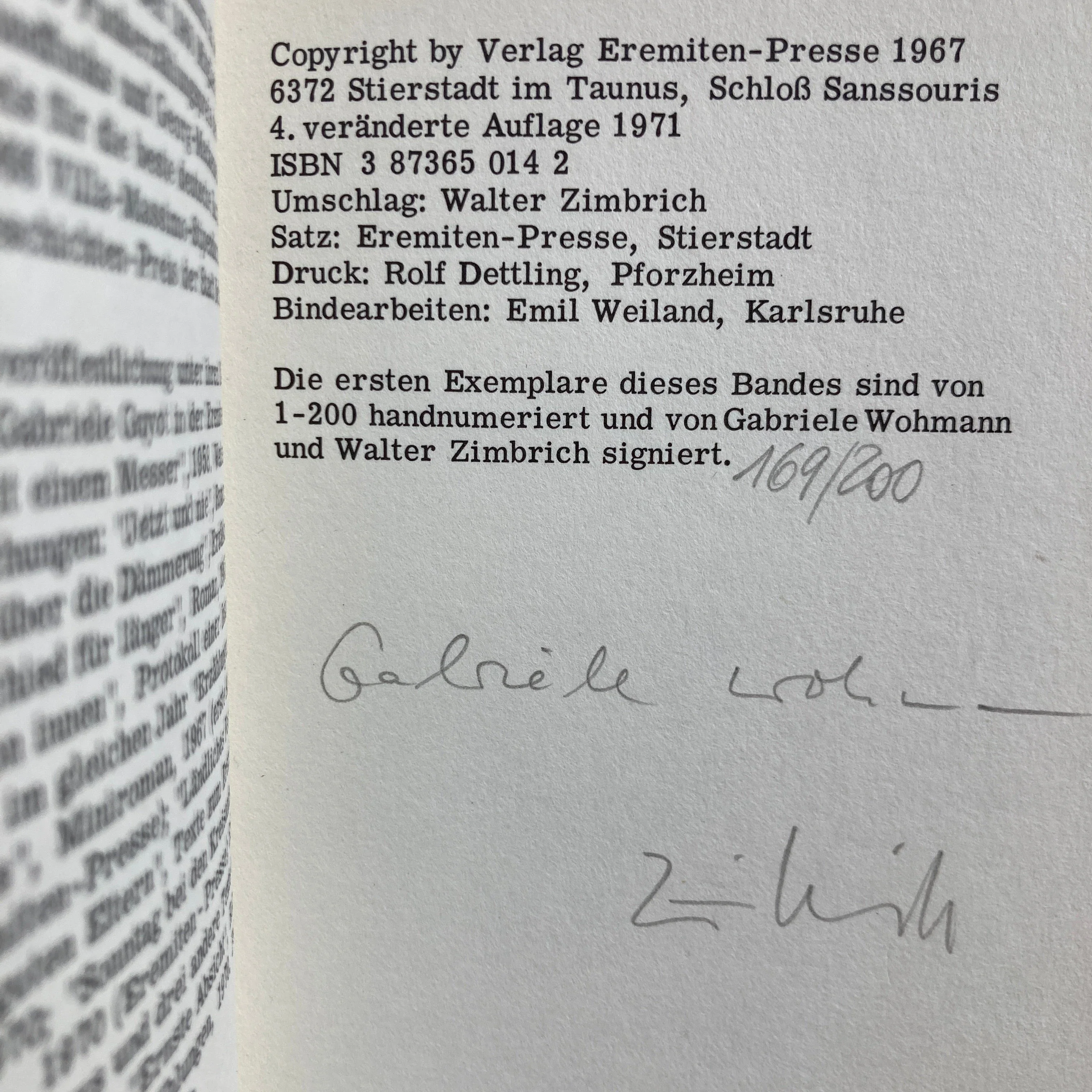 Gabriele Wohmann (signed) - Die Bütows - Eremiten-Presse 1967 - Image 9