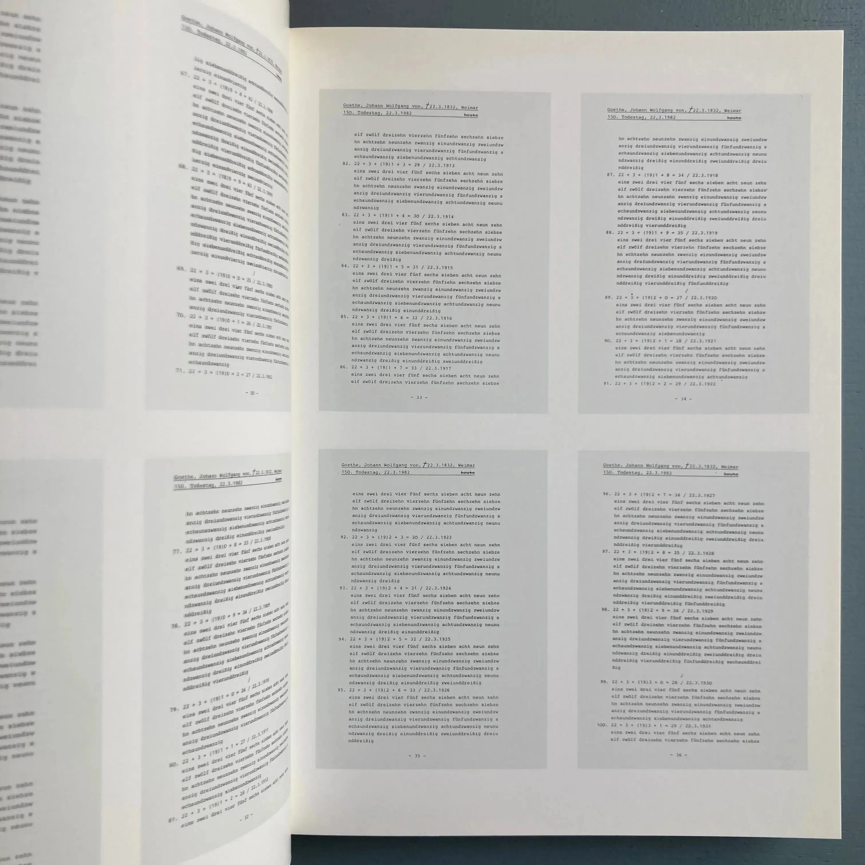 Hanne Darboven - One century, Dedicated to Johann Wolfgang von Goethe - Imschoot 1988 - Image 3