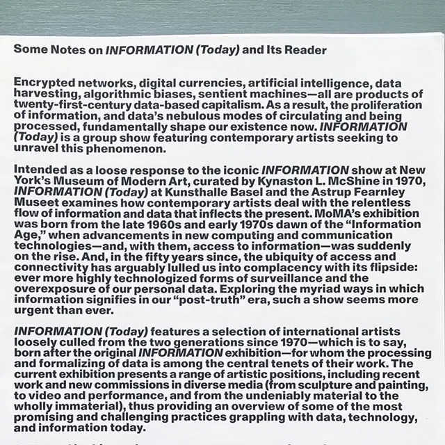 INFORMATION (Today) - Kunsthalle Basel 2021 - Image 5