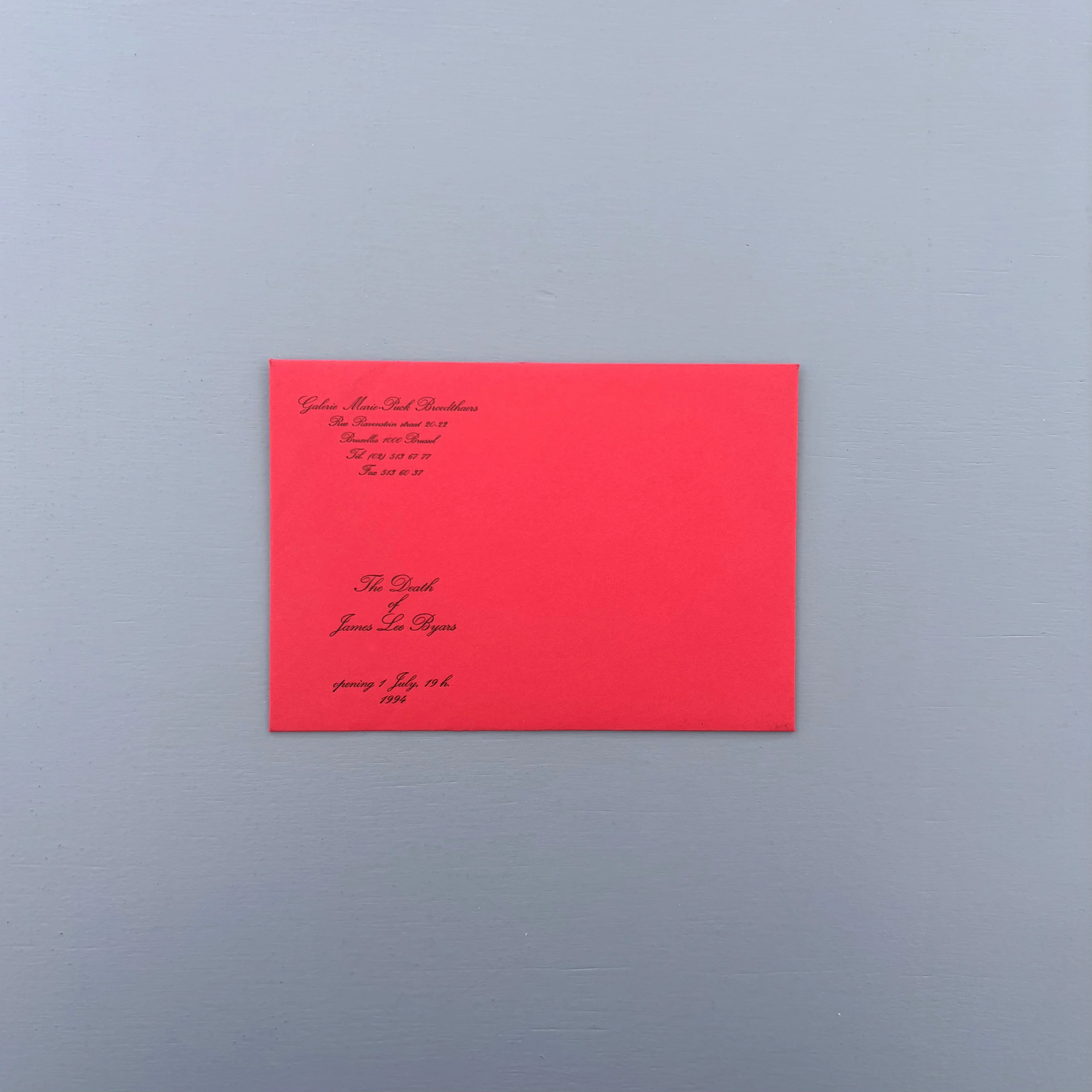 James Lee Byars - The Death of James Lee Byars / Invitation - Galerie Marie-Puck Broodthaers 1994