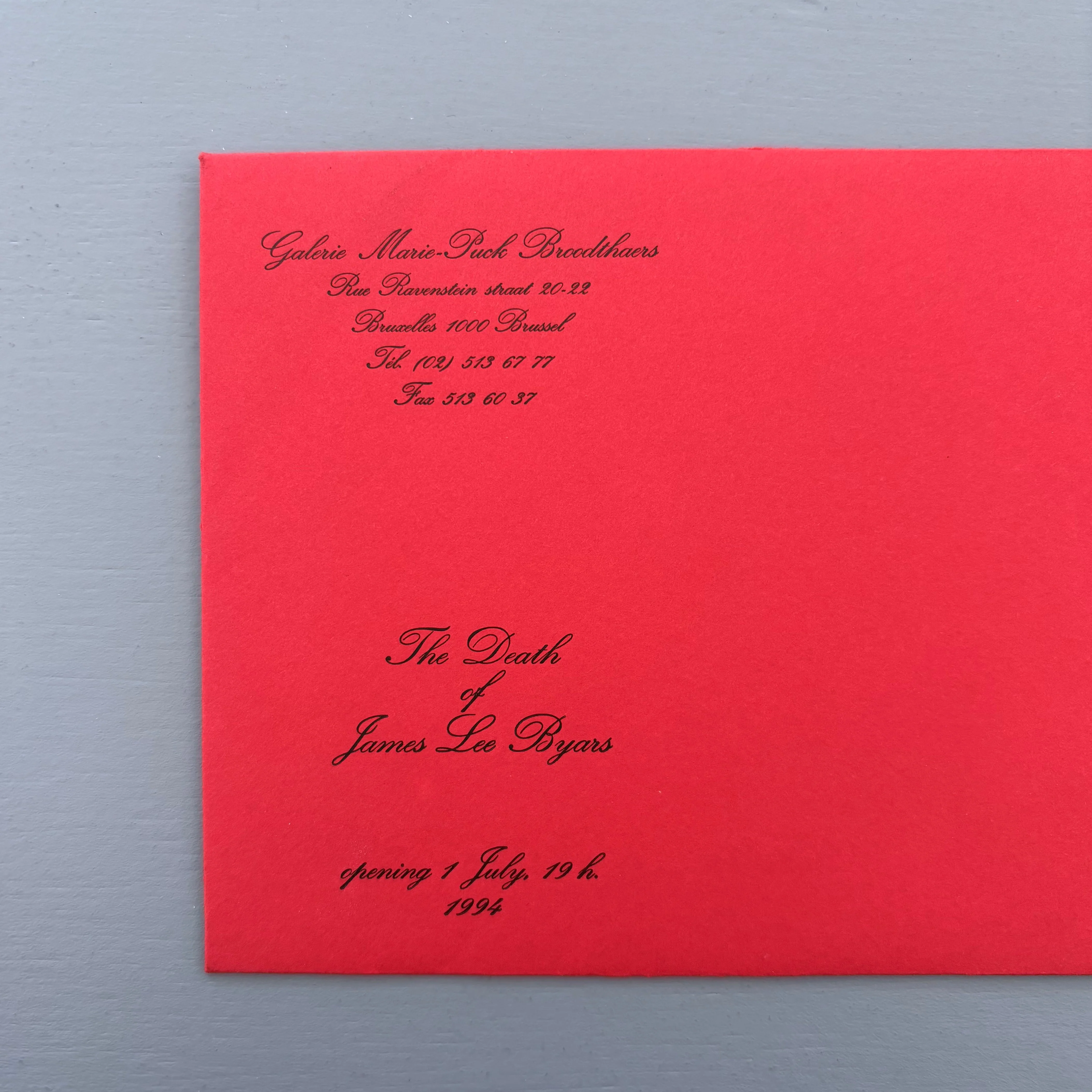 James Lee Byars - The Death of James Lee Byars / Invitation - Galerie Marie-Puck Broodthaers 1994 - Image 3