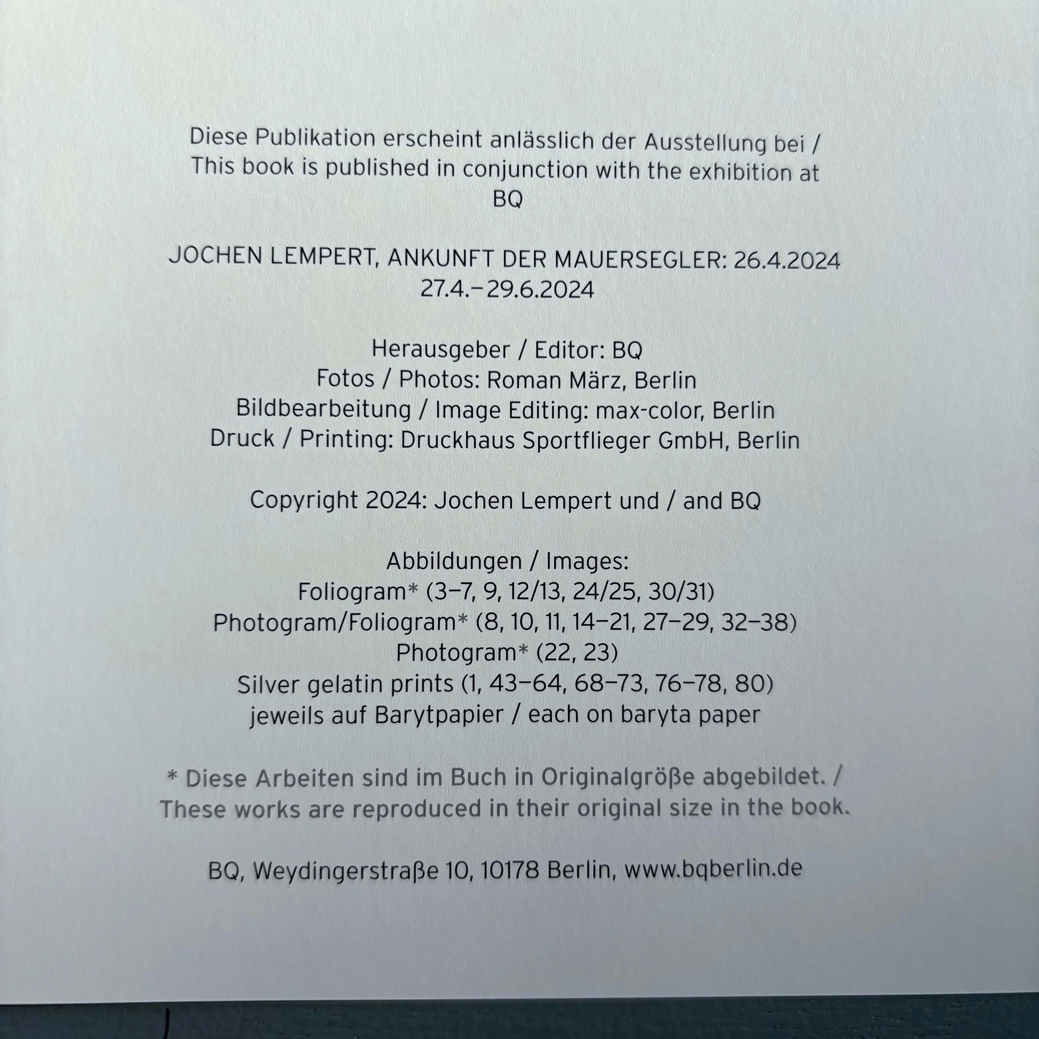 Jochen Lempert - Ankunft der Mauersegler: 26.4.2024 - BQ 2024 - Image 19