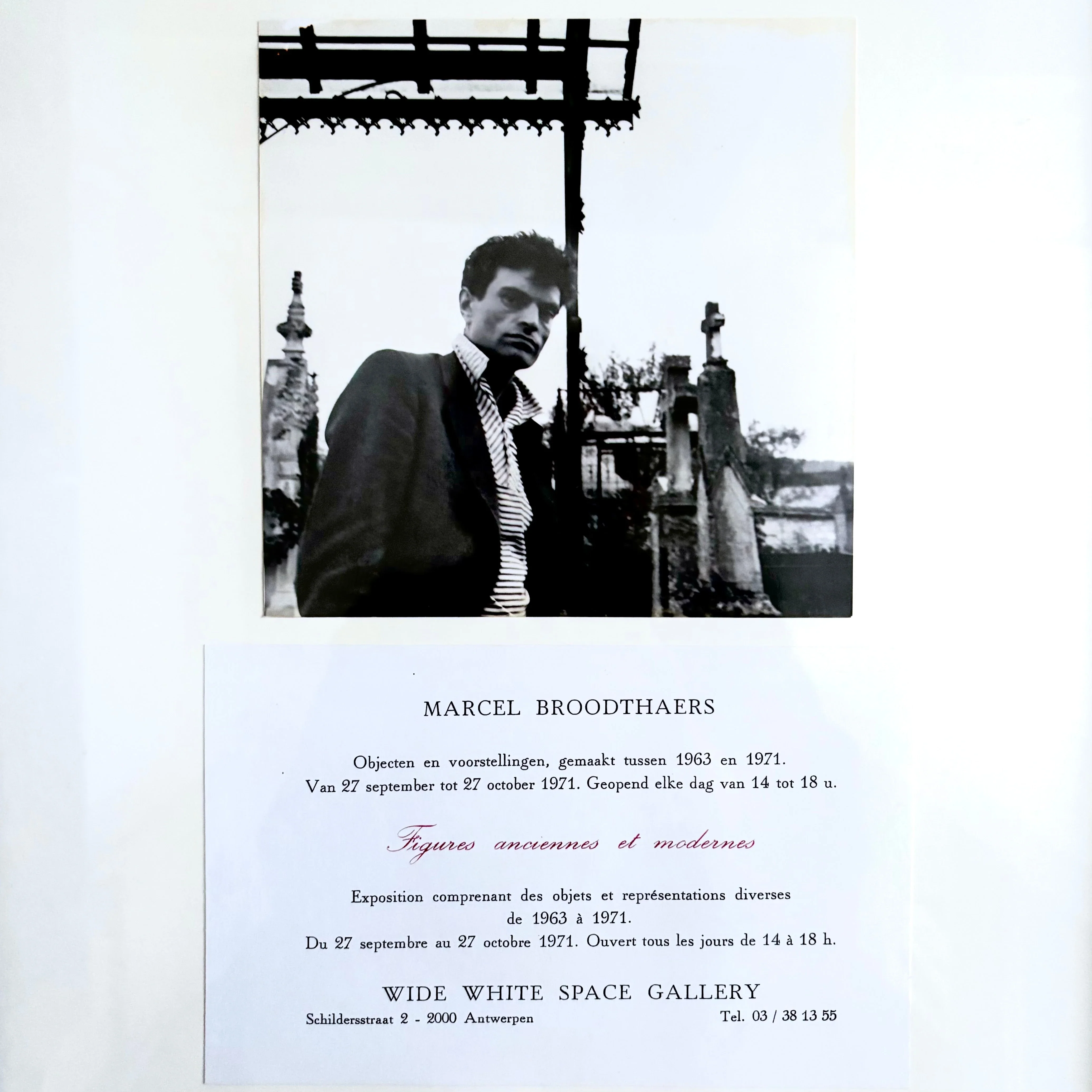 Marcel Broodthaers - “Figures anciennes et modernes" Vintage silver print & invitation card - Wide White Space 1971 - Image 3