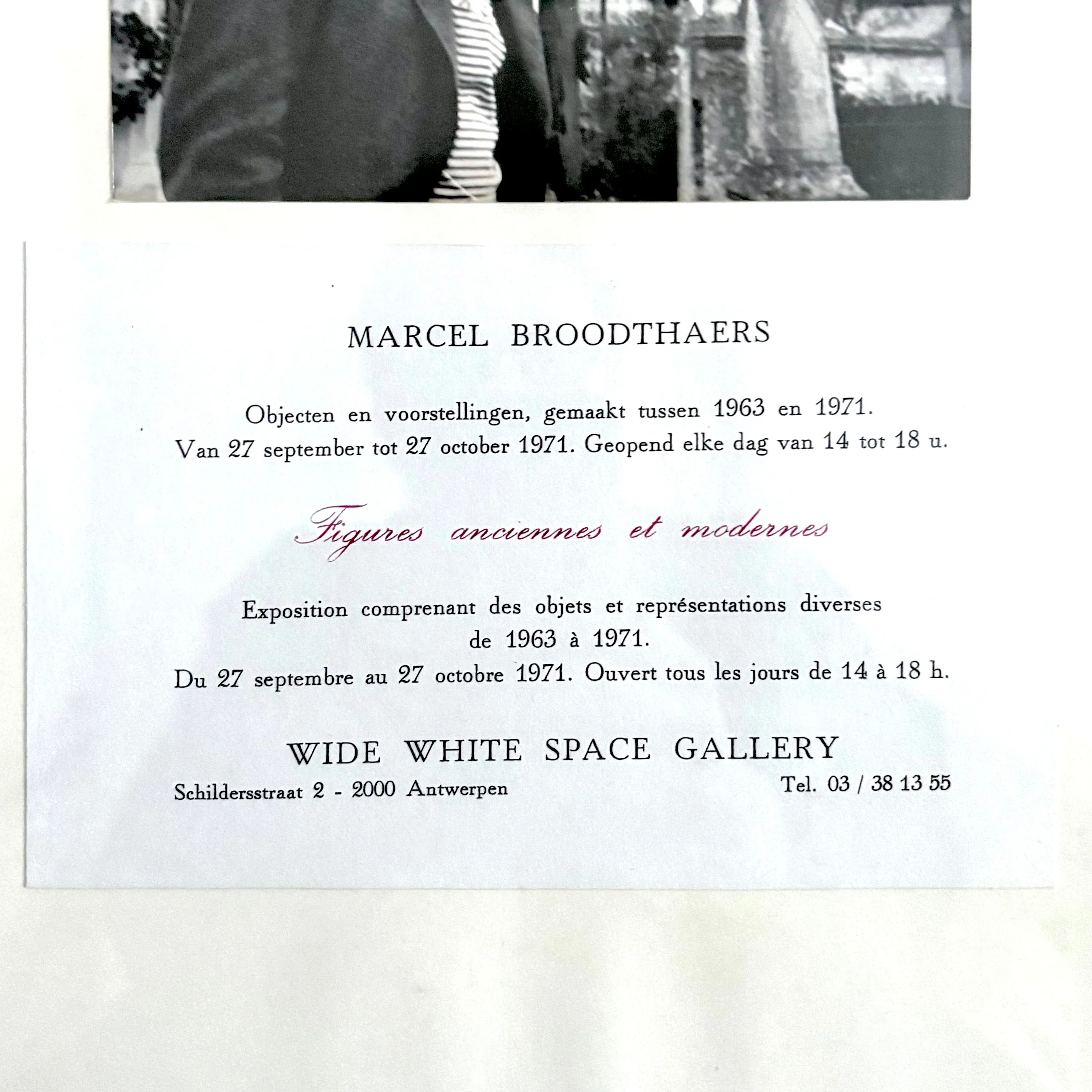 Marcel Broodthaers - “Figures anciennes et modernes" Vintage silver print & invitation card - Wide White Space 1971 - Image 4