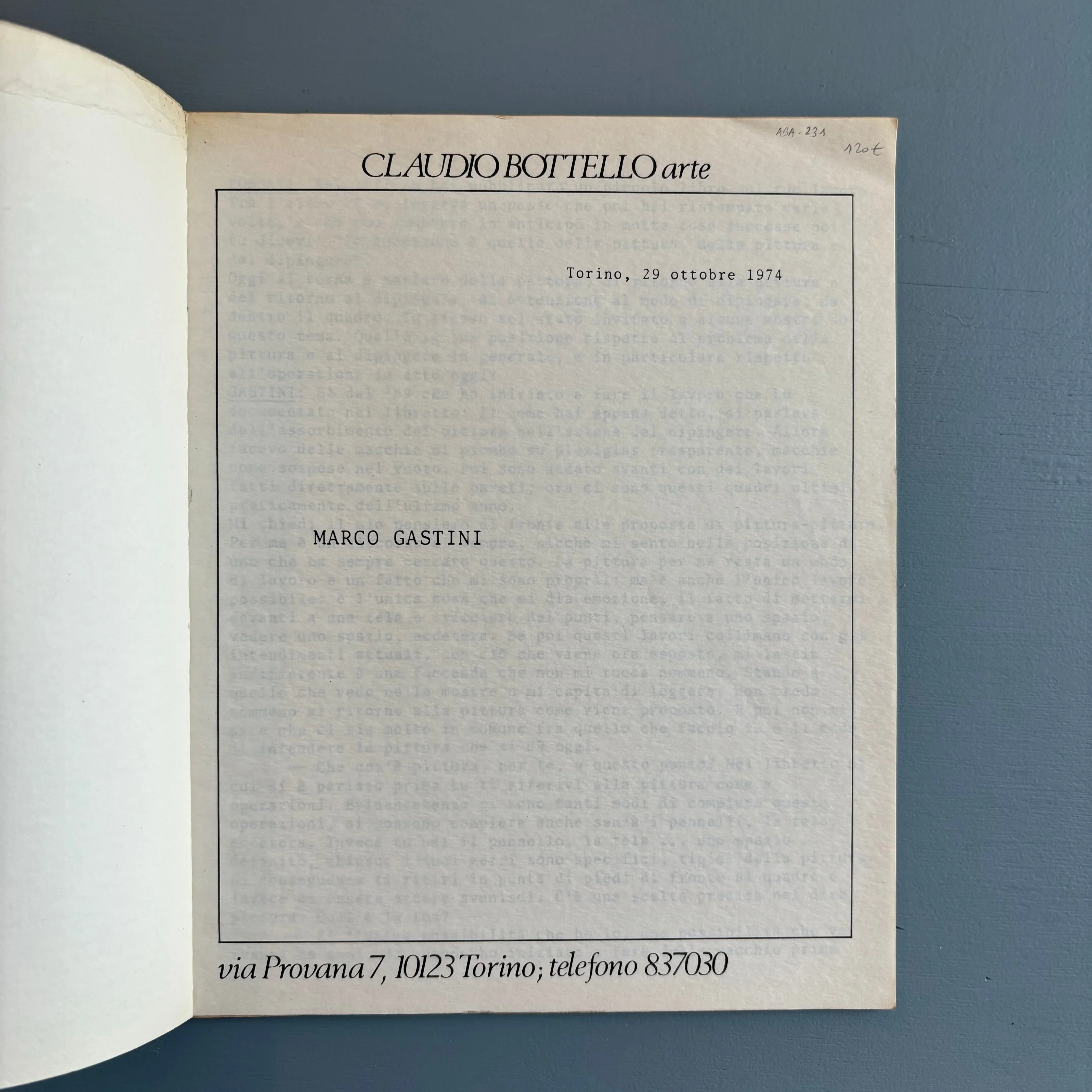 Marco Gastini - Claudio Bottello Arte 1974 - Image 2