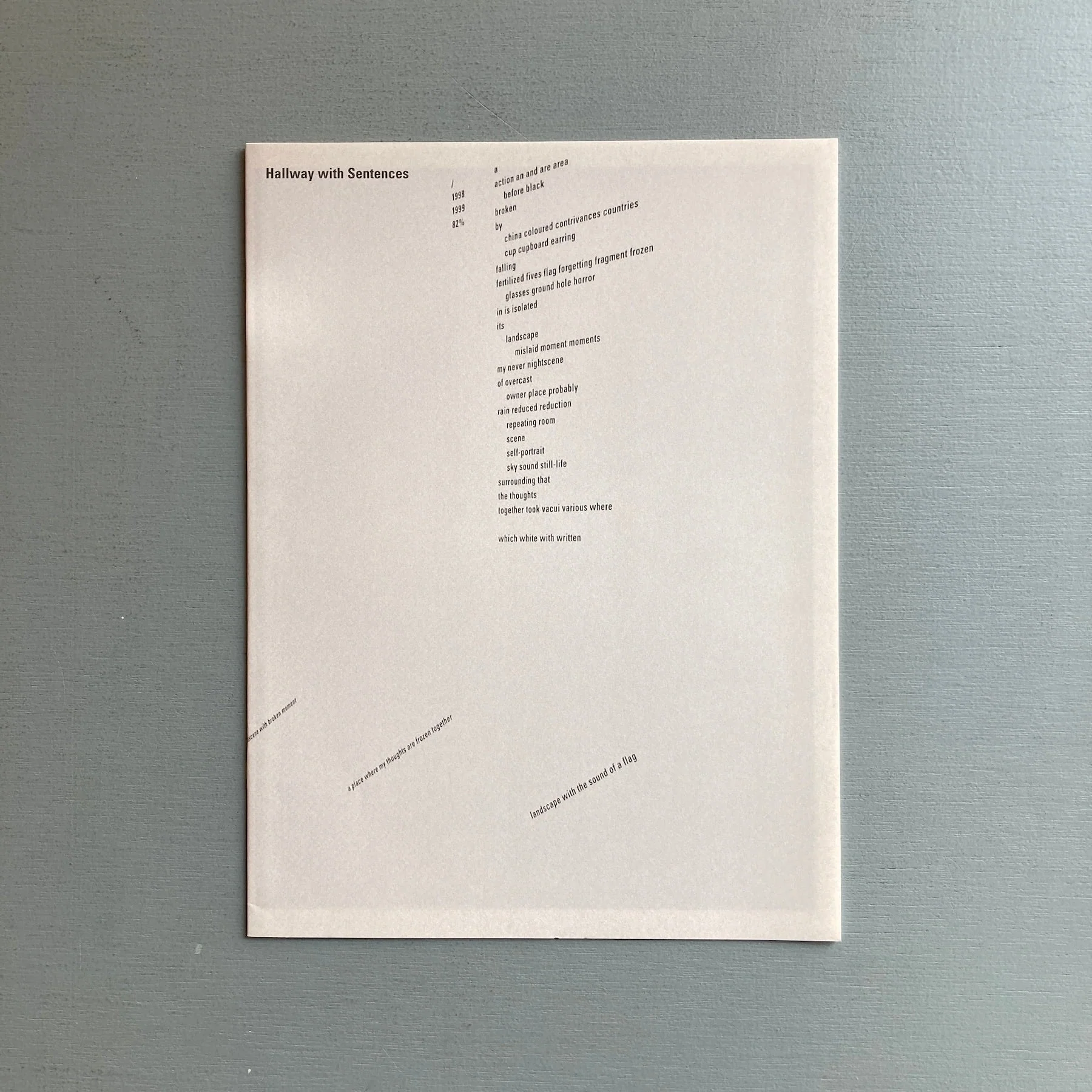 Mark Manders - Hallway with Sentences - Roma Publications 2005