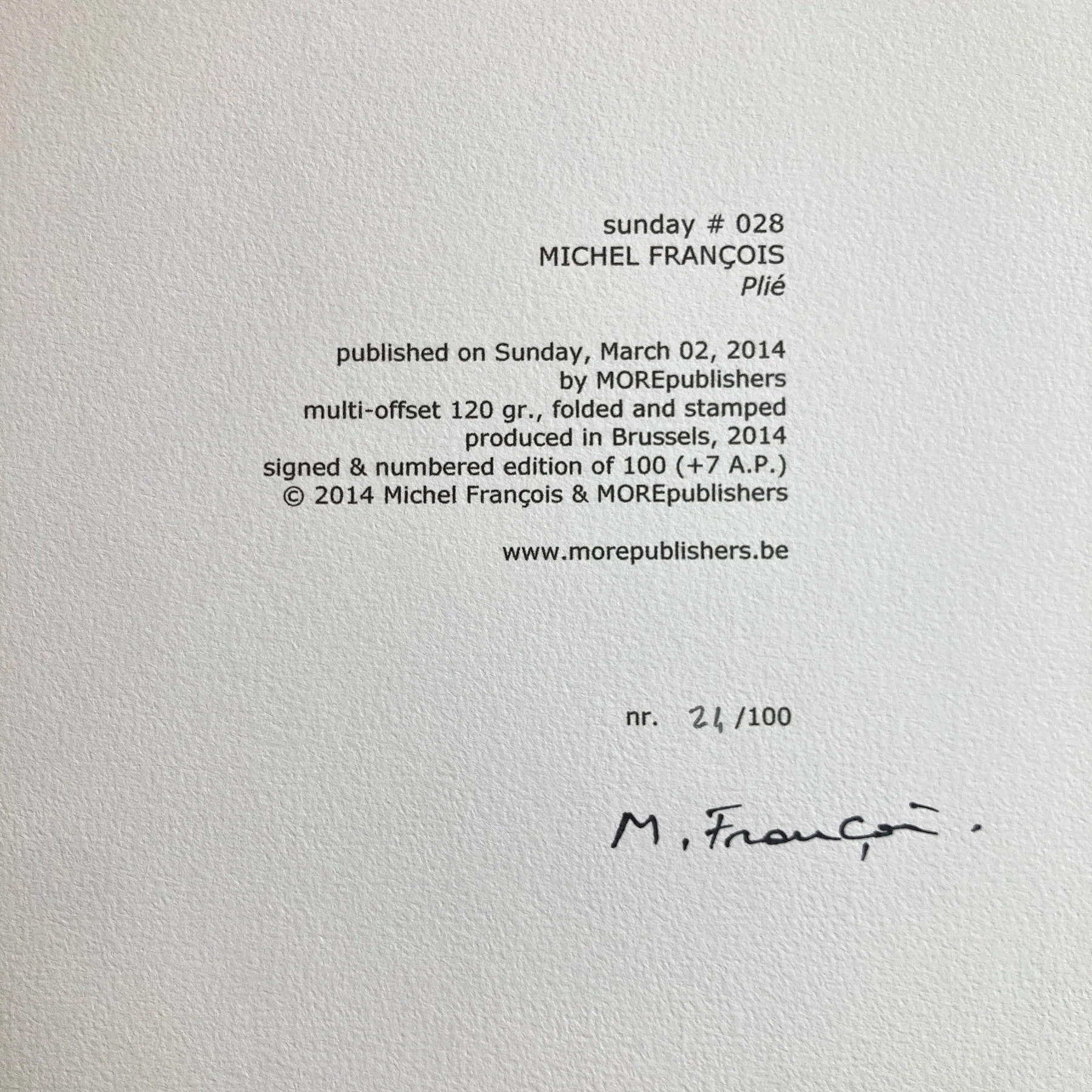 Michel François (signed) - Plié - MOREpublishers 2014 - Image 4