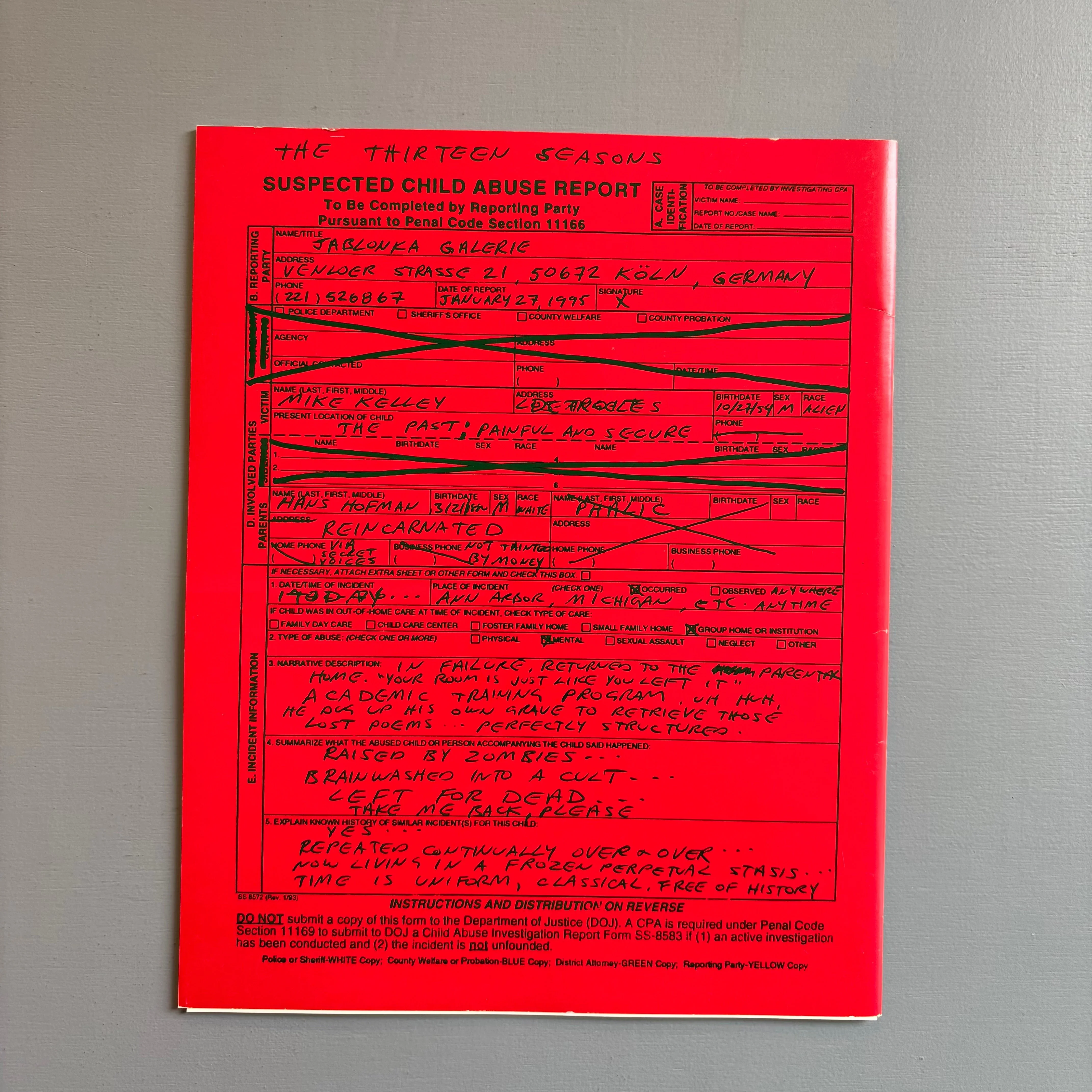 Mike Kelley - The Thirteen Seasons (Heavy On The Winter) - Jablonka Galerie 1995 - Image 10