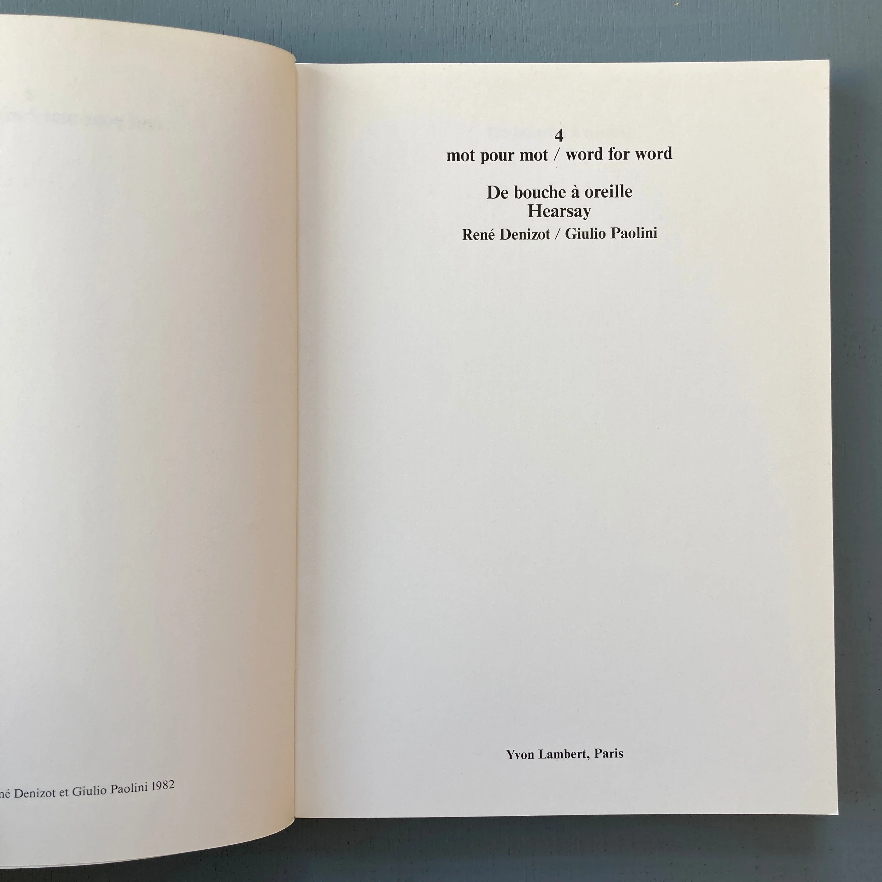 René Denizot / Giulio Paolini - De bouche à oreille - Yvon Lambert 1982 - Image 3