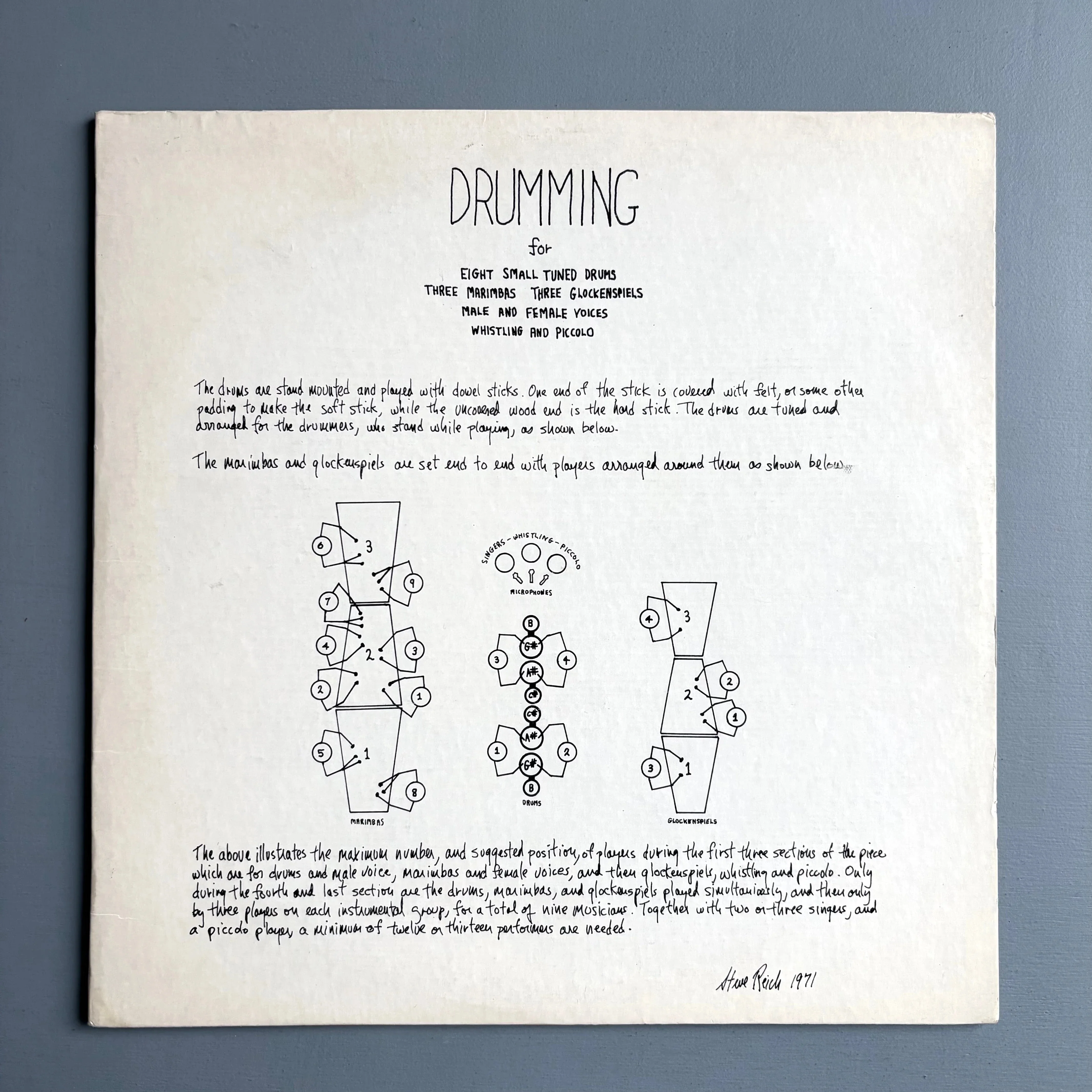Steve Reich - Drumming - John Gibson + Multiples US 1971