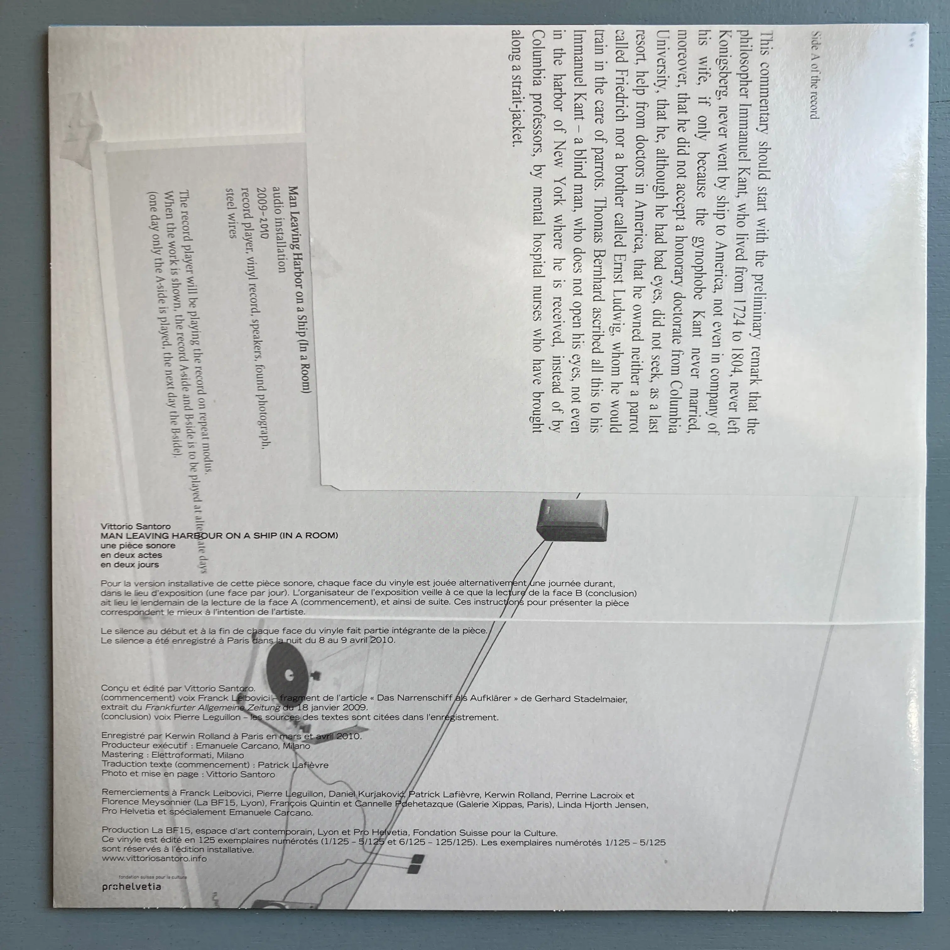 Vittorio Santoro - Man Leaving Harbour on a Ship (in a Room) - numbered record 2010 - Image 3